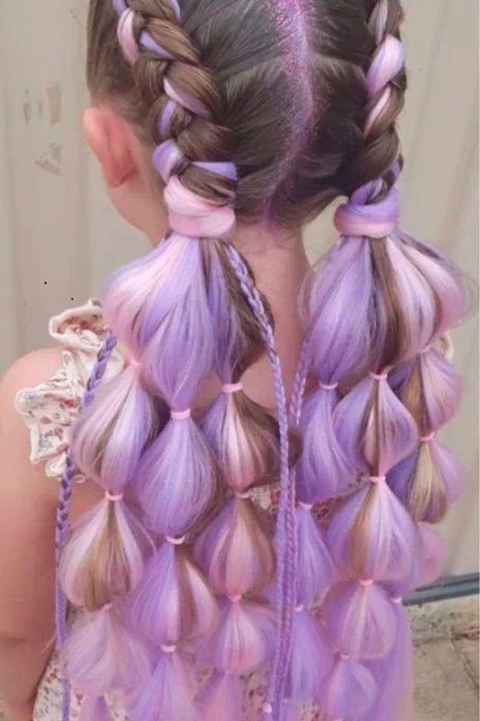 Candy-Colored Bubble Braids for kids