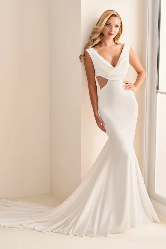 Modern Ivory Fit and Flare Wedding Dress