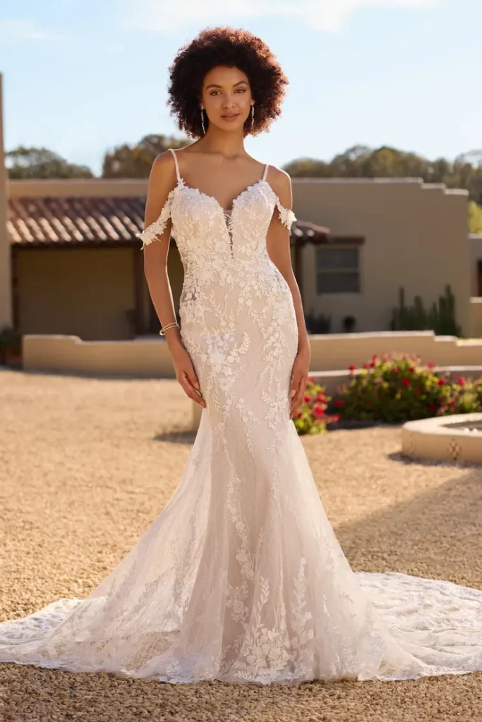 A Sensual Symphony of Elegance in fit and flare wedding dress