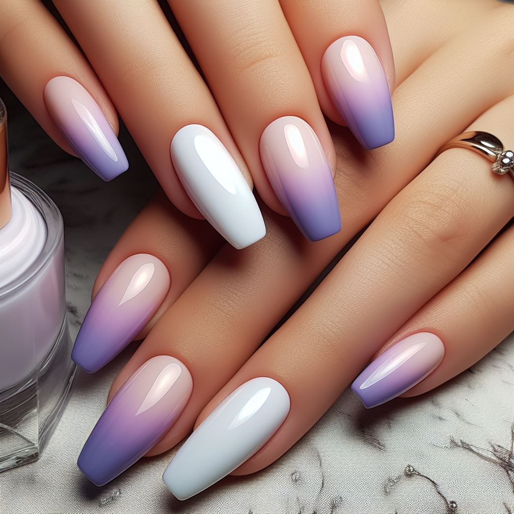 Ombre pastel purple nails
