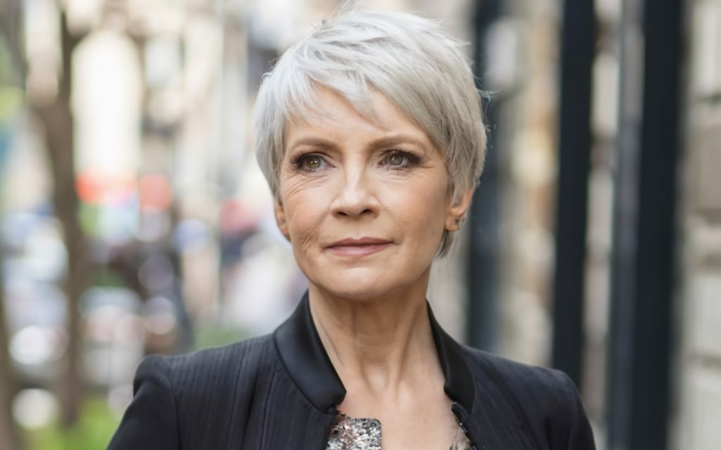 Pixie Cut with Side Swept Bangs for women over 60