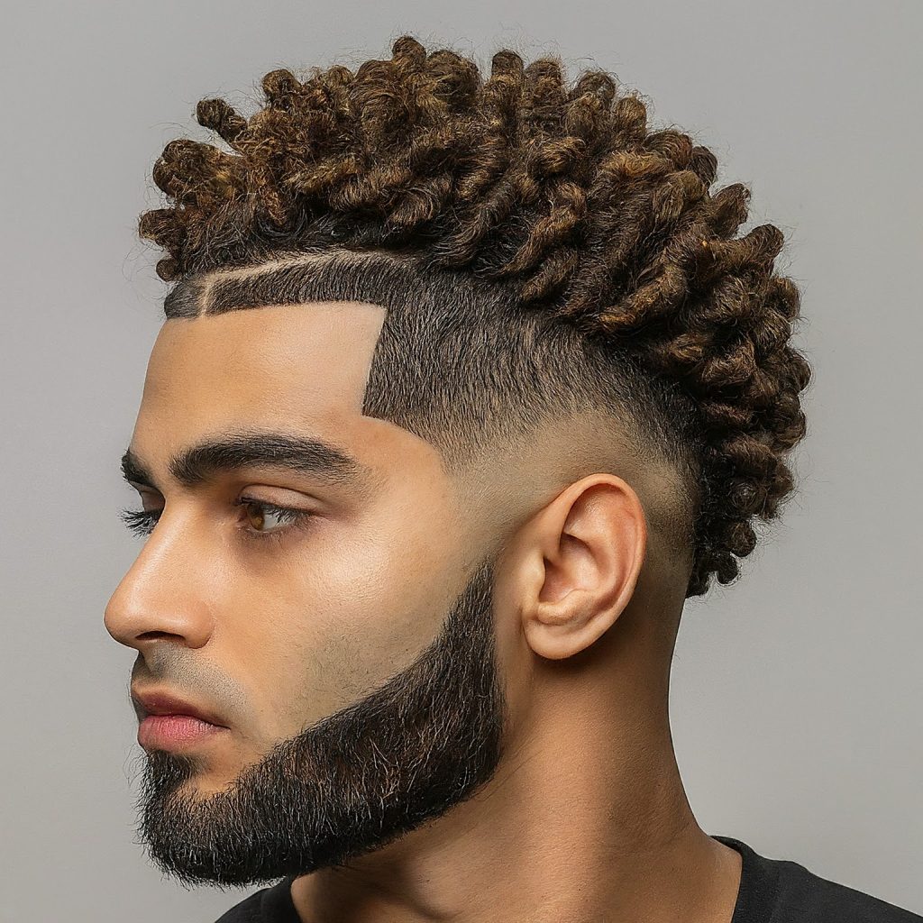 Burst Fade Haircut with Sponge Twists for men