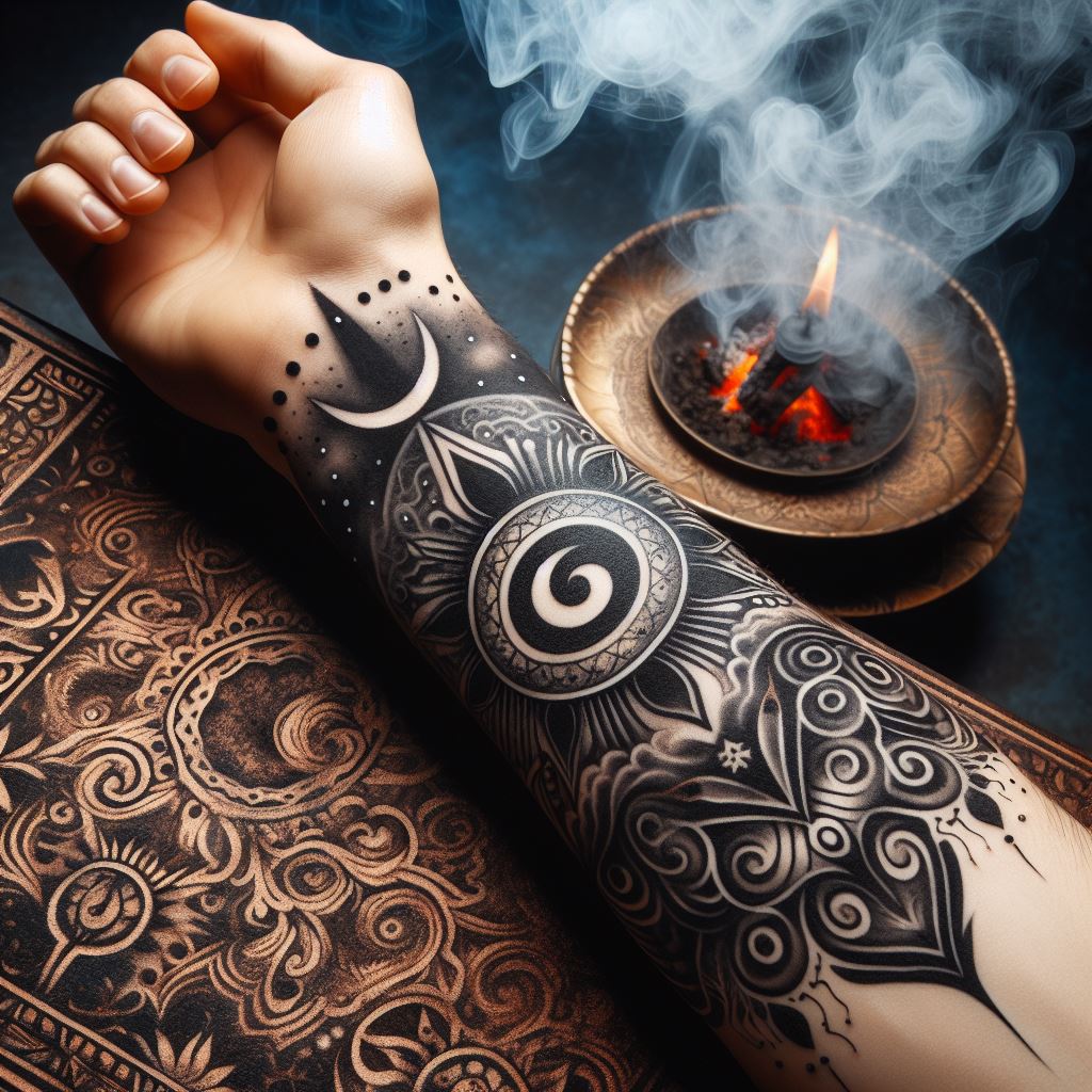 Mystical symbol forearm tattoo