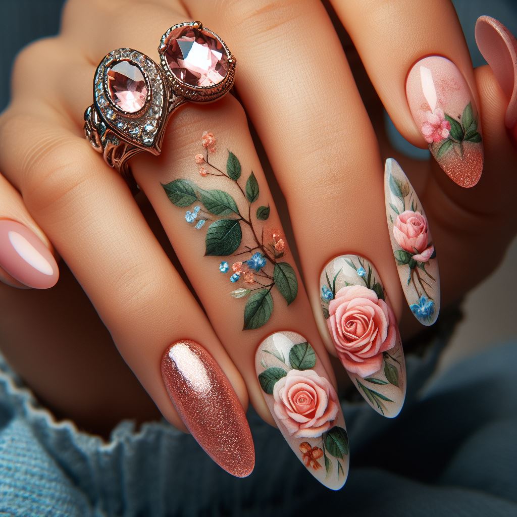 Rose Garden Nails