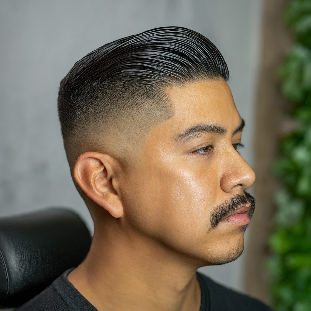 Slicked Back with High Skin Fade Hairstyle