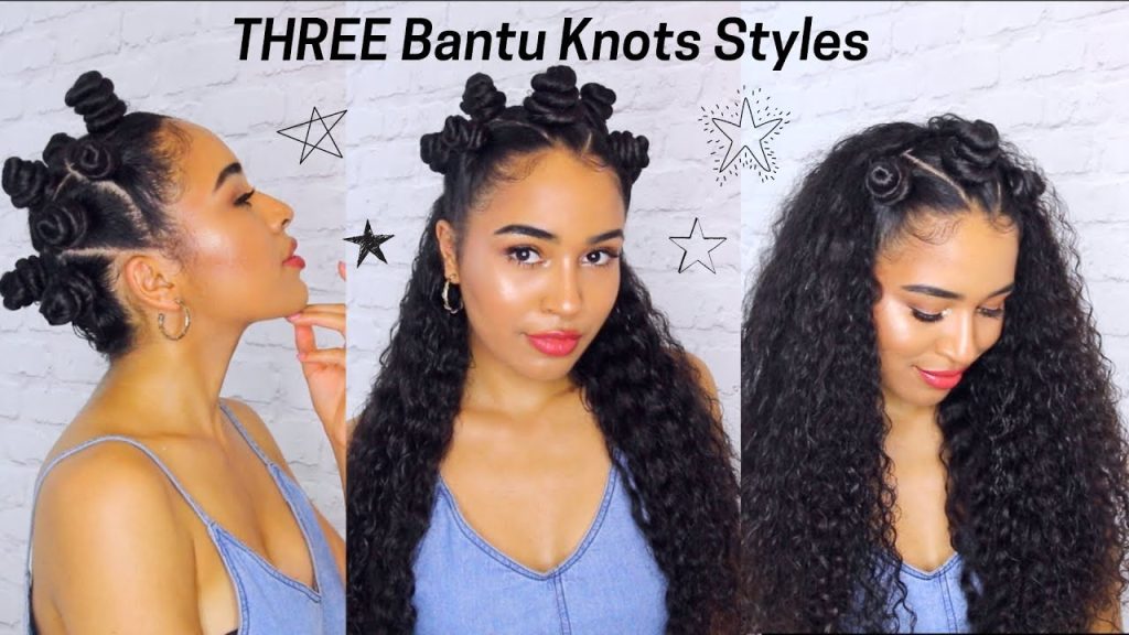 Spirals with Bantu Knots on 2c hair