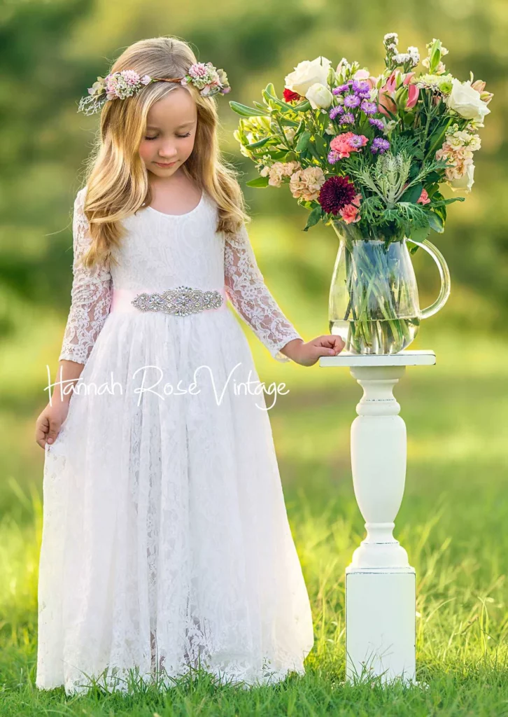 The Classic White Lace flower girl dress