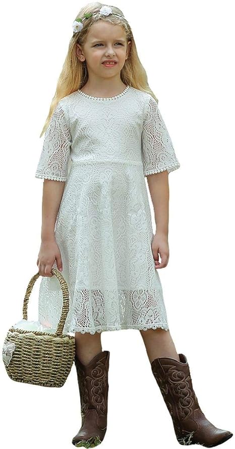 Country Lace Flower Girl Dresses